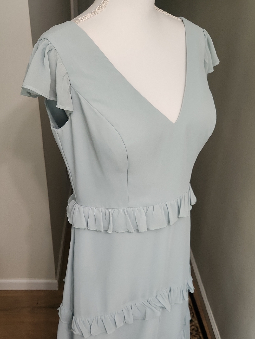 Revelry Amelia Dress Size 14 Sage Green Chiffon Long Formal Maxi Bridesmaid - Picture 5 of 17